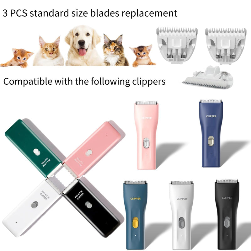 3 PCS Standard Size Replaceable Ceramic Blades Set Pet Hair Clipper,Cat Dog Common Use Clipper Blade(#AP005) 3pcs Blades