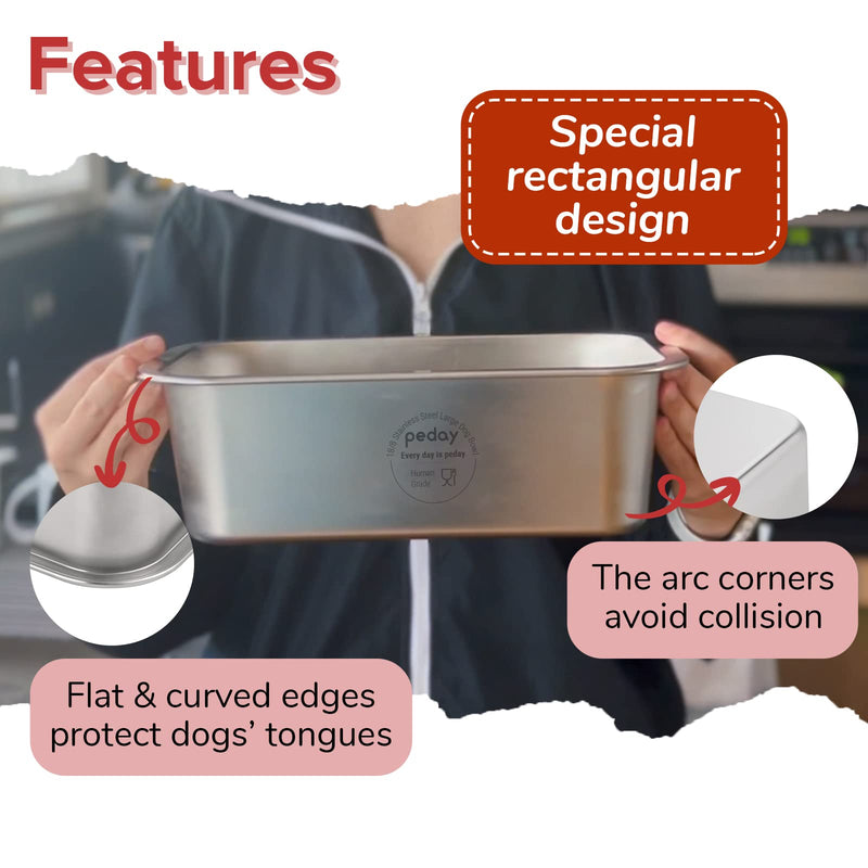 1.2 Gallon Large Dog Water Bowl, Human Grade Stainless Steel, for Large & Extra Large Sized Dogs - Silver Classic 1.2 gallon - PawsPlanet Australia