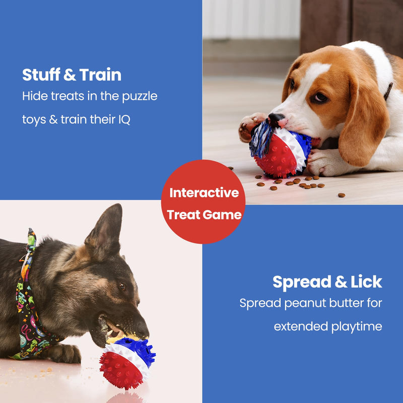 HGB Squeaky Dog Toys for Aggressive Chewers, Tough Dog Chew Toys for Large Medium Dogs, Indestructible Dog Toy to Keep Them Busy, Treat Dispensing Dog Toys for Boredom & Enrichment Blue - PawsPlanet Australia