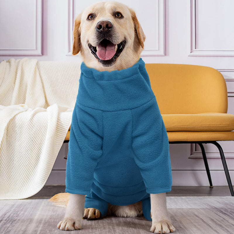 ROZKITCH Dog Winter Coat Soft Fleece Pullover Pajamas, Pet Windproof Warm Cold Weather Jacket Vest Cozy Onesie Jumpsuit Apparel Outfit Clothes for Small, Medium, Large Dogs Walking Hiking Travel Sleep Turquoise