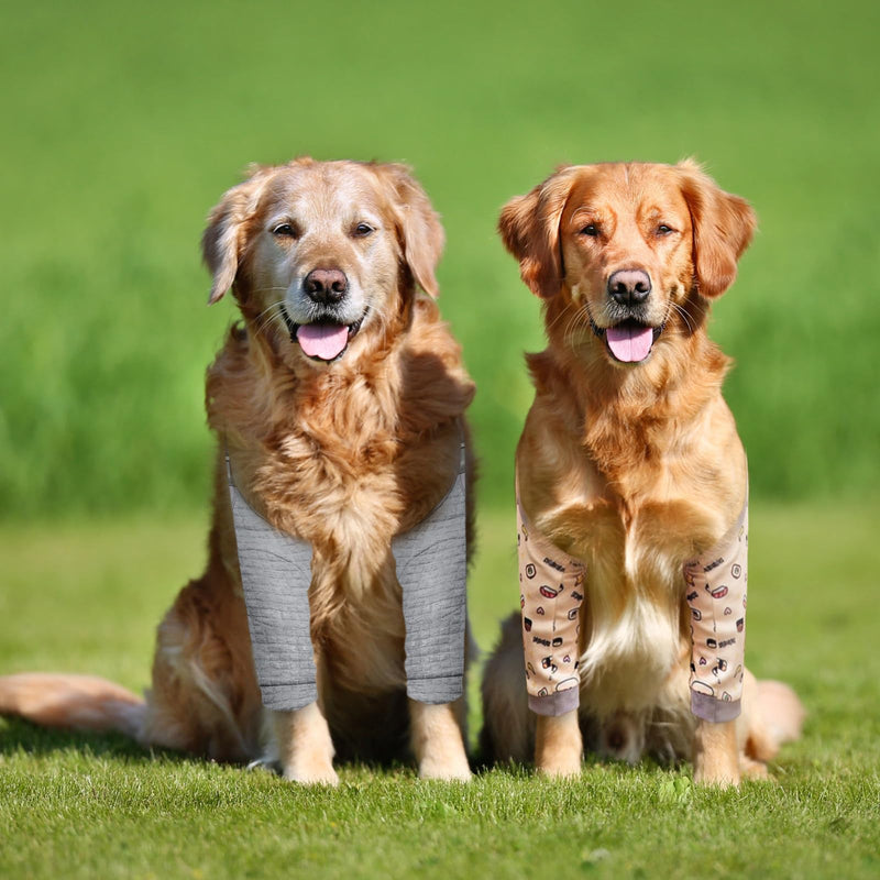 TNSLAND Pack of 2 Recovery Sleeve Dog, Licking Protection, Dog Elbow Pads, Dogs, Elbow Bandage Dog for Prevents Licking Wounds (Yellow, Grey, XXL)