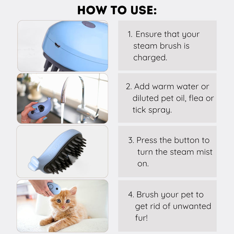 Generic Cat Steam Brush for Cats and Dogs - Self Cleaning Cat Hair Brush with Steam for Shedding and Loose Hair, Deshedding Dog Brush for Grooming, Blue and Pink Silicone Whale Model (Baby Blue) Baby Blue