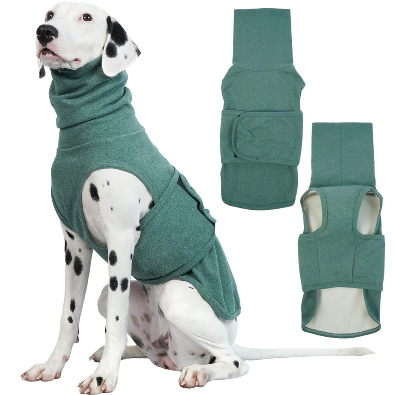 ROZKITCH Dog Anxiety Vest Calming Jacket with Hoodie Soft Dog Ears Cover, Warm Dog Anxiety Jacket with Ear Wrap for Fireworks Travel Vet Visit Separation Anxiety Relief, Calming Shirt Wrap Green XL XL(Back:19.7";Chest:22"-26.7")