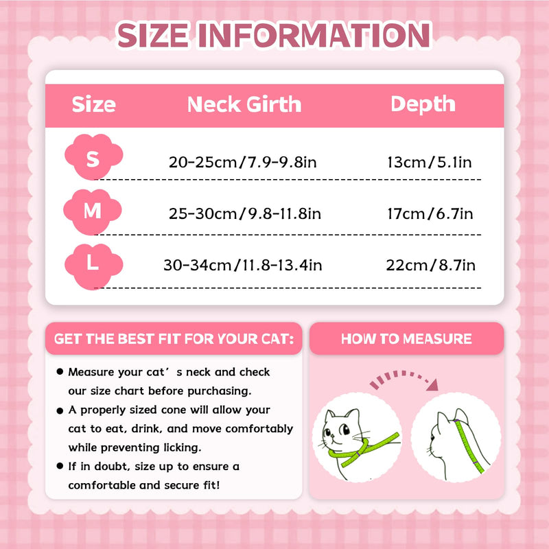 Cat Cone Collar, Soft Cat Cones, Lightweight Pet Recovery Collar For Cats Kittens Puppies After Surgery, Elizabethan Collar To Stop Licking, Adjustable Cat Surgery Collar Anti Scratch Pink M M(9.8-11.8")