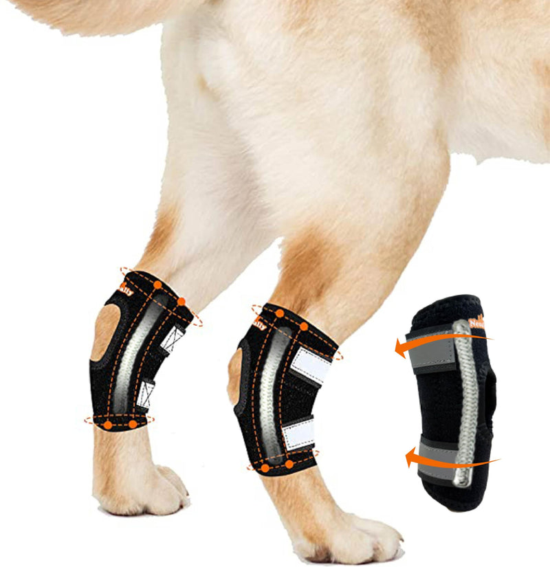 NeoAlly® - Rear Leg Hock Brace with Metal Spring Strips, Dog Leg Brace for Rear Leg, Hock and Ankle Support, Rear Dog Leg Brace for Smaller Dogs, Short Version, Small, 1 Pair Small (1 Pair)