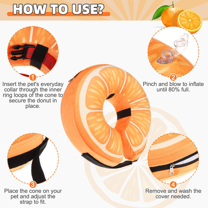 KOOLTAIL Inflatable Dog Cone Collar, Soft Donut E Collar for Dogs After Surgery to Stop Licking Enhanced Alternative, Blow Up Pet Neck Pillow Recovery Adjustable Cone for Dog Cat,Upgrade Size,Orange M orange Medium(13-15in)