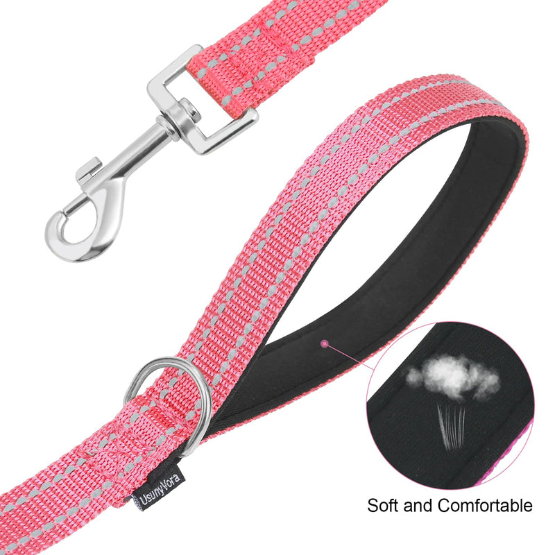 Reflective Nylon Dog Leash for Walking,Strong Dog Leash with Padded Handle for Medium and Large Dogs,6 FT,Hot Pink Hot pink 1" x 6 FT - PawsPlanet Australia