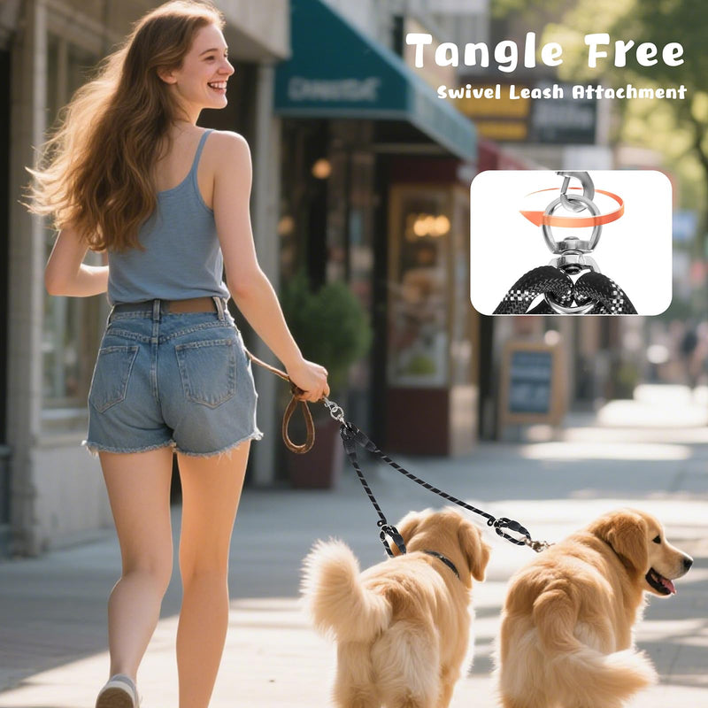 Two Point Control Dog Leash, Works with No Pull Harnesses, No Tangle Dog Training Leashes, Non Pull Padded and Reflective Walking Lead, Converts to Single Leash for Medium Large Dogs - PawsPlanet Australia