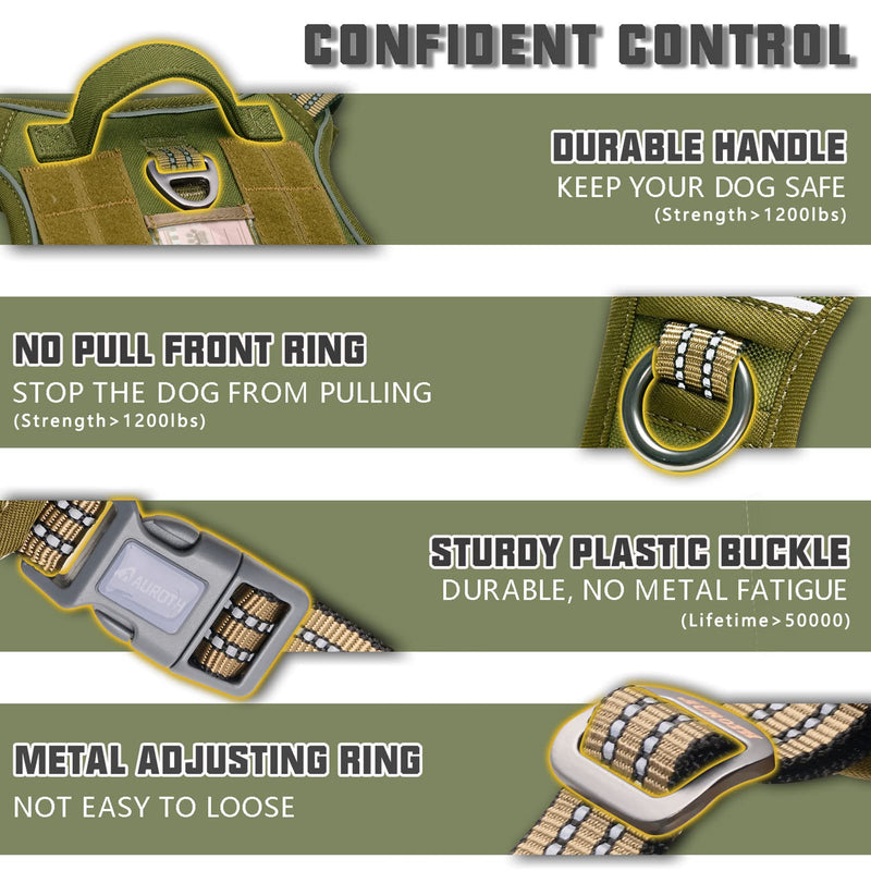 Auroth Tactical Dog Harness with 6 FT Heavy Duty Dog Leash and Reflective Dog Collar for Medium Large Dogs - PawsPlanet Australia