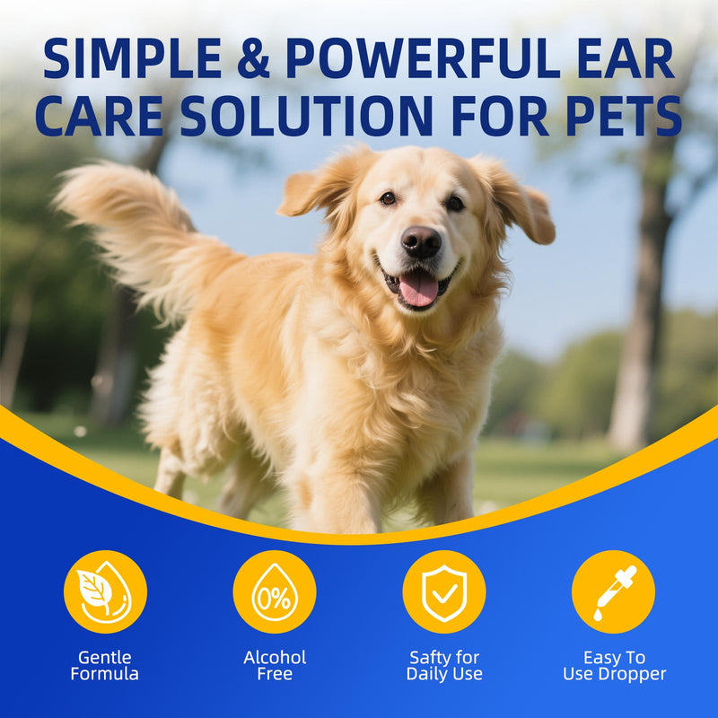 Dog Ear Cleaner, Dog Ear Drops for Infection Treatment, Natural Herbal Ear Cleaning Solution for Itching, Irritation & Wax Build-Up, Gentle Cleaning - 1 Oz Bottle with Dropper