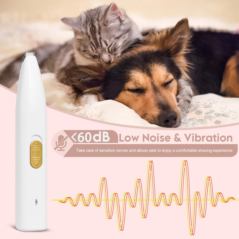 Dog Clippers for Grooming, Dog Paw Trimmer, Pet Paw Trimmer, Mini Trimmer for Dogs, Rechargeable, Low Noise for Trimming Dog Cat Hair Around Paws, Eyes, Ears, Face, Rump (White) White - PawsPlanet Australia