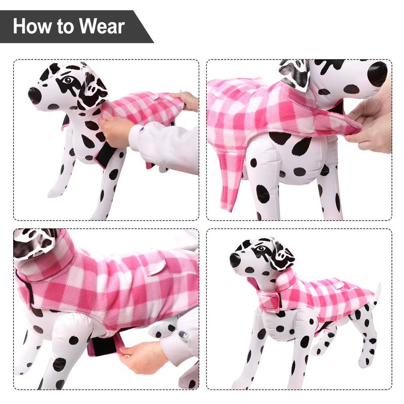 Dog Winter Coat, ASENKU Dog Fleece Jacket Plaid Reversible Dog Vest Waterproof Windproof Cold Weather Dog Clothes Pet Apparel for Small Medium Large Dogs (XXL, Pink) XX-Large