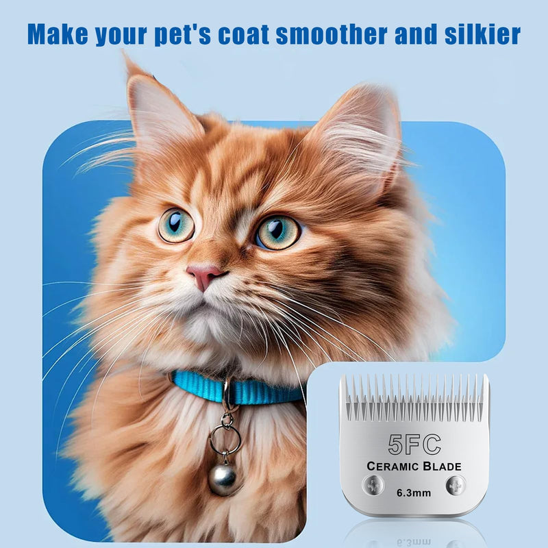 5FC# Detachable Pet Dog Grooming Clipper Ceramic Blade,Compatible with Andis Size 5FC Cut Length 1/4”(6.3mm),Compatible with andis/wahl/Oster Dog Clippers 1PCS Silvery-7
