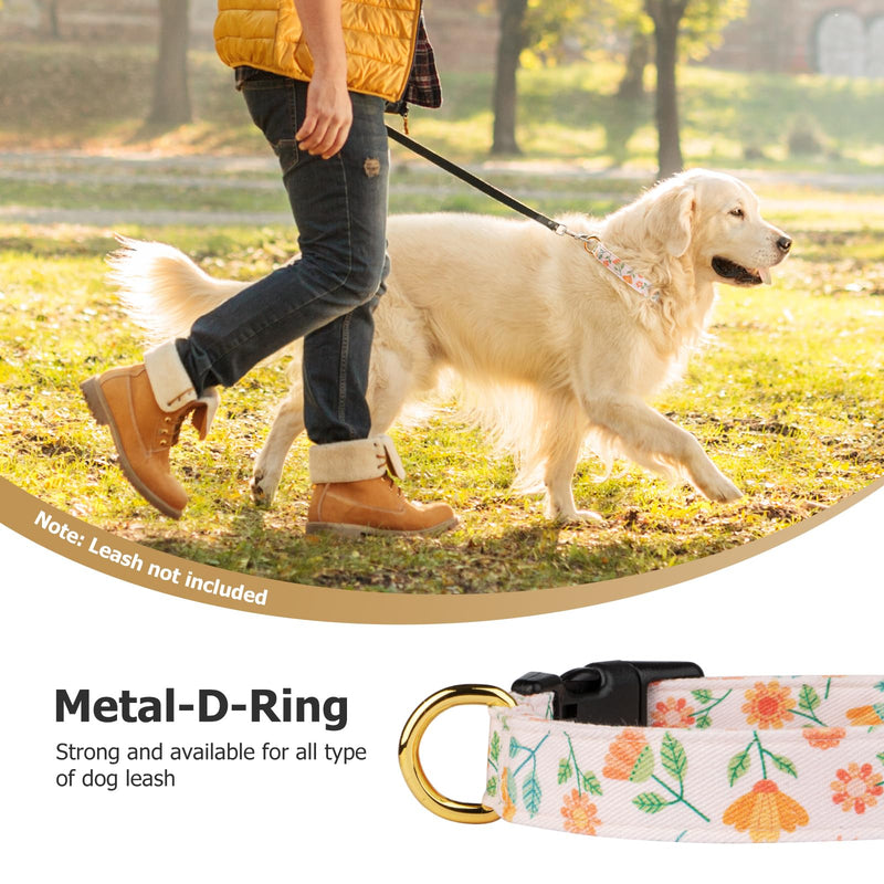 Cotton Handmade Dog Collar Cute and Distinctive Patterns Pink Sunflower with Pendant for Girl Boy Dogs Collars S Beige Sunflower