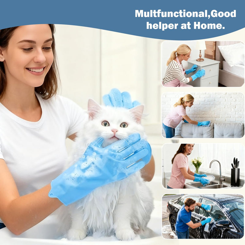pte Grooming Gloves: Bite-Resistant Pet Bathing Glove with Anti-Slip Particles, Wet and Dry use, Safe for All Ages. Great as Dog Brush Glove and Cat Gloves for Grooming - PawsPlanet Australia