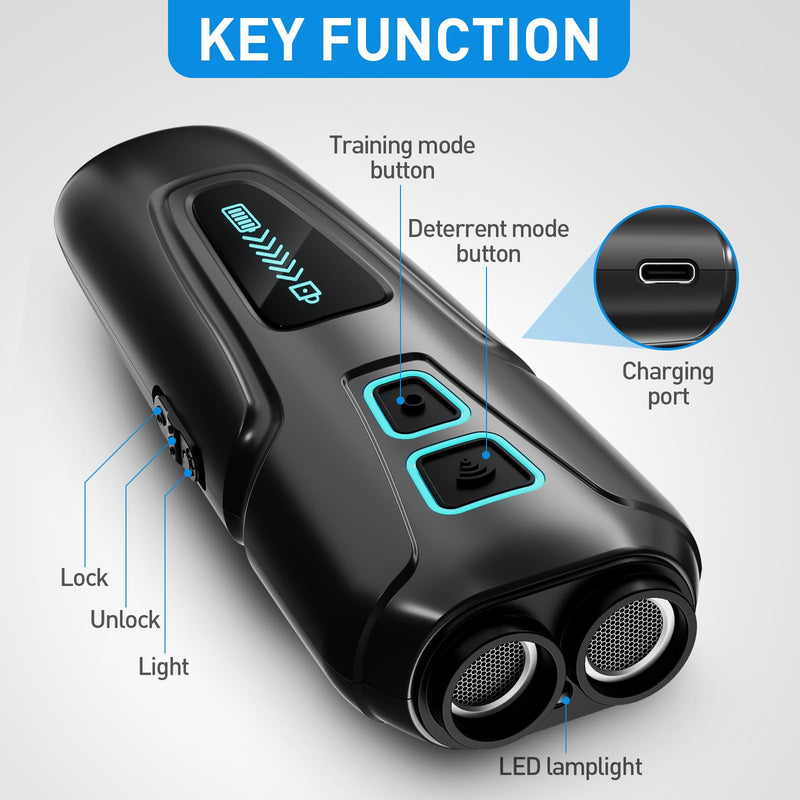 Dog Barking Control Devices Rechargeable Dual Sensor Anti Barking Device with Training/Deterrent Modes Dog Whistle to Stop Barking Ultrasonic Dog Barking Deterrent with LED Flashlight 35 FT Range - PawsPlanet Australia