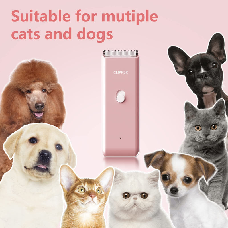 Dog Grooming Kit Electric Pet Paw Trimmer Low Noise Cordless Dog Clippers for Home Cat Hair Grooming,Waterproof Pet Grooming Tools with 9-Pieces (Pink) Pink Set