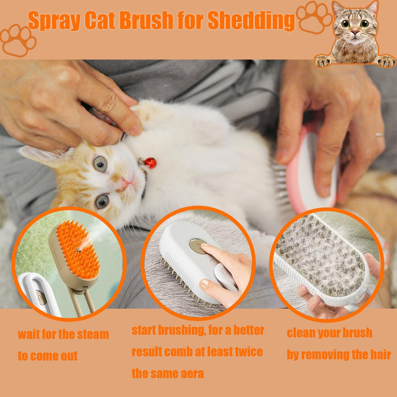 Spritz Defur Comb for Cats, 3-in-1 Cat Steam Brush, Spray Cat Brush for Shedding, Pet Steam Brush, Pet Spray Hair Comb for Long and Short Hair Cats and Dogs (Brown) Brown - PawsPlanet Australia