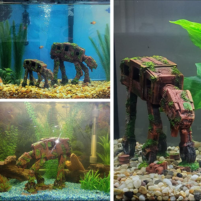 Fish Tank Decorations Star Wars Aquarium Accessories Small to Large Fish Tank Resin Decor for Betta Goldfish Hideouts Cave Hide Ornament Backgrounds (AT-Small) - PawsPlanet Australia