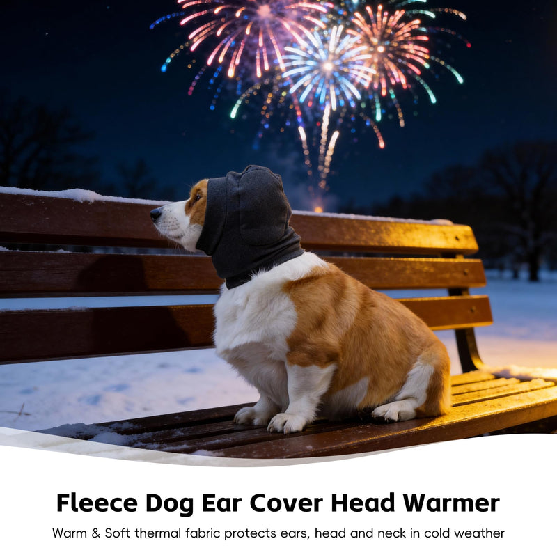 No Shake Dog Ear Wrap Quiet Head Cover for Hematoma, Dog Ear Muffs Calming Hoodie Headband for Noise Canceling Anxiety Relief, Warm Dogs Ear Protector Cat Hat Grooming Firework Thunderstorms, Grey, M Medium(Head Circle：11.8-15.7in)