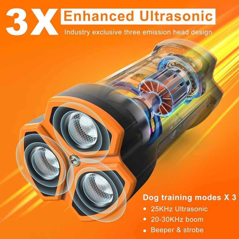 Dog Bark Deterrent Devices 2025 Release Anti Barking Device for Dogs Barking Silencer in 55FT Indoor Outdoor 3X Head Anti Bark Device with Flashlight &Party Flashlight Portable Training Tool CLASSIC - PawsPlanet Australia