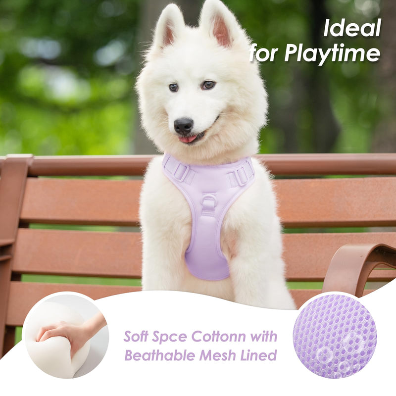 No Pull Dog Harness, Puppy Vest with Front Clip for Small Medium Large Sized Dog(Light Purple,XL) XL(Neck:24.8-38.6", Chest:29.1-45.3") Light Purple - PawsPlanet Australia