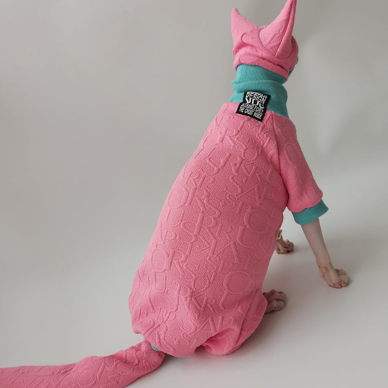 Hairless Cat Clothes Sphynx Cat Pajamas Outfits Kitten Clothes with Hat Tail Cover Pet Apparel for Cornish, Rex Devon Medium Set with Hat and Tail Cover - PawsPlanet Australia