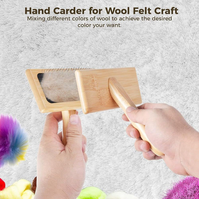 2 PCS Wool Carders, 6.1InchX4.8Inch Hand Carders for Wool, Craft Wool Felt Mixing Tool, Pet Slicker Brush Easy to Use - PawsPlanet Australia