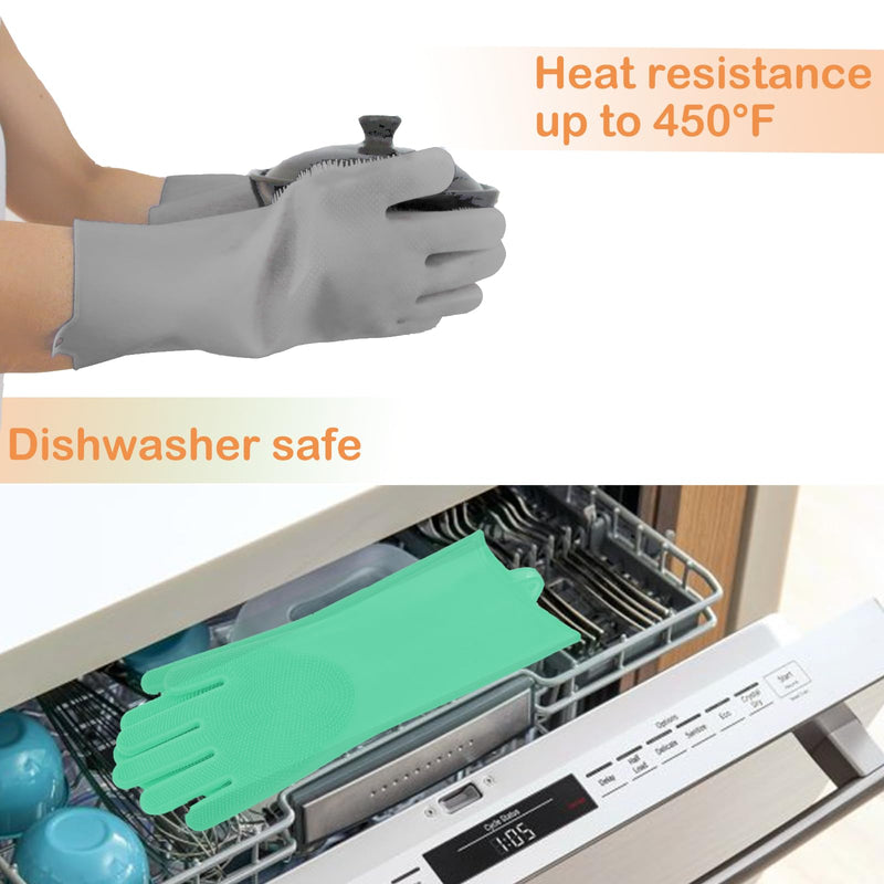 Pet Grooming Gloves, Dog Bathing Gloves with High-Density Teeth, Heat Resistant Silicone Cat Hair Remover with Enhanced Five Finger Design, Bathing and Massaging for Dogs and Cats (Green) Green - PawsPlanet Australia