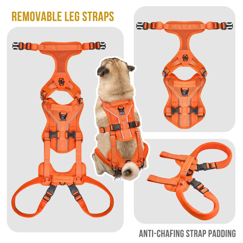 OneTigris Lift Harness for Small Dogs XS, Sling Carrier to Help Lift and Walk, Outdoor Full Body Support with Reflective Straps for Back Legs Orange - PawsPlanet Australia