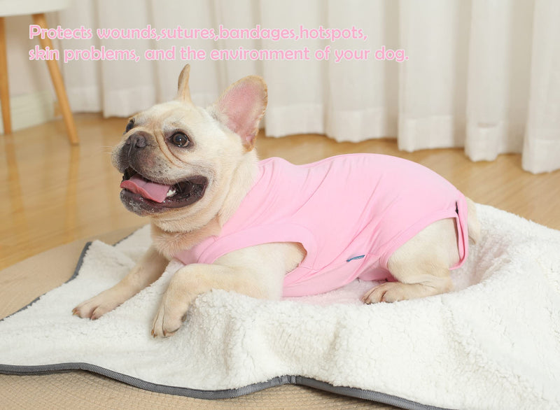 Dog Surgery Recovery Suit - After Spay, Abdominal Wounds Post Surgical Recovery, Anti Licking Breathable Dog Onesies for Small, Medium & Large Pet, Alternative Bandages Cone E-Collar Small (Back length: 12.2") Pink Suit - PawsPlanet Australia