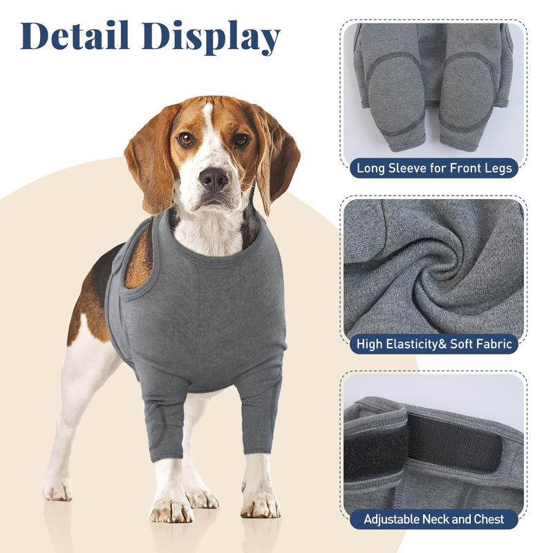 Nanaki Dog Recovery Sleeves for Front Legs, Dog Leg Sleeve to Stop Licking, Dog Anti-Lick Wounds Sleeves, Dog Surgery Recovery Sleeve, Dog Leg Wound Cover Arm Protector for Leg Injuries & Joint Pain XL(Chest Girth:24.80"-29.92") Dark Grey - PawsPlanet Australia