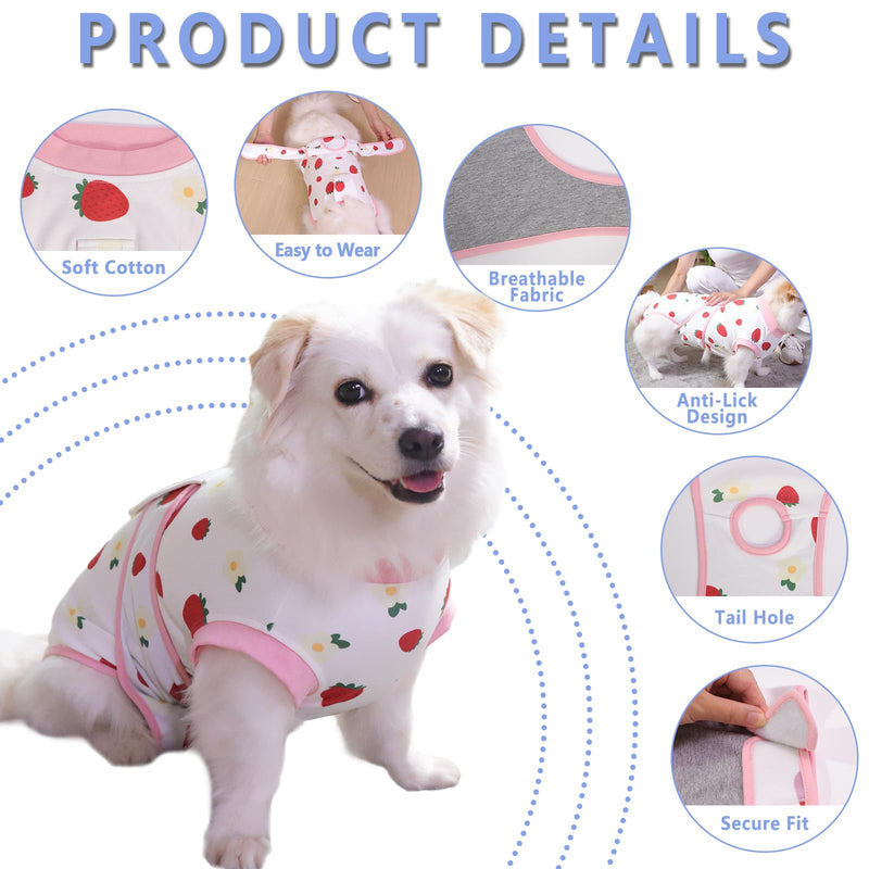 PET Glam Recovery Suit for Dogs Cats, After Surgery, Alternative E-Collar Dog CAT. PET Shirt Breathable Abdominal Wounds, Neuter Cotton, Prevent Licking Onesie Surgical (RED, S) RED Small