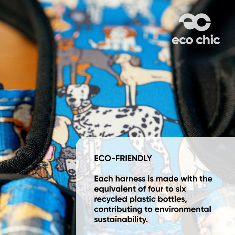 Eco Chic Recycled Comfort Pet Harness Adjustable No-Pull Reflective Padded Dog Vest Harness (4x4 Black Small)