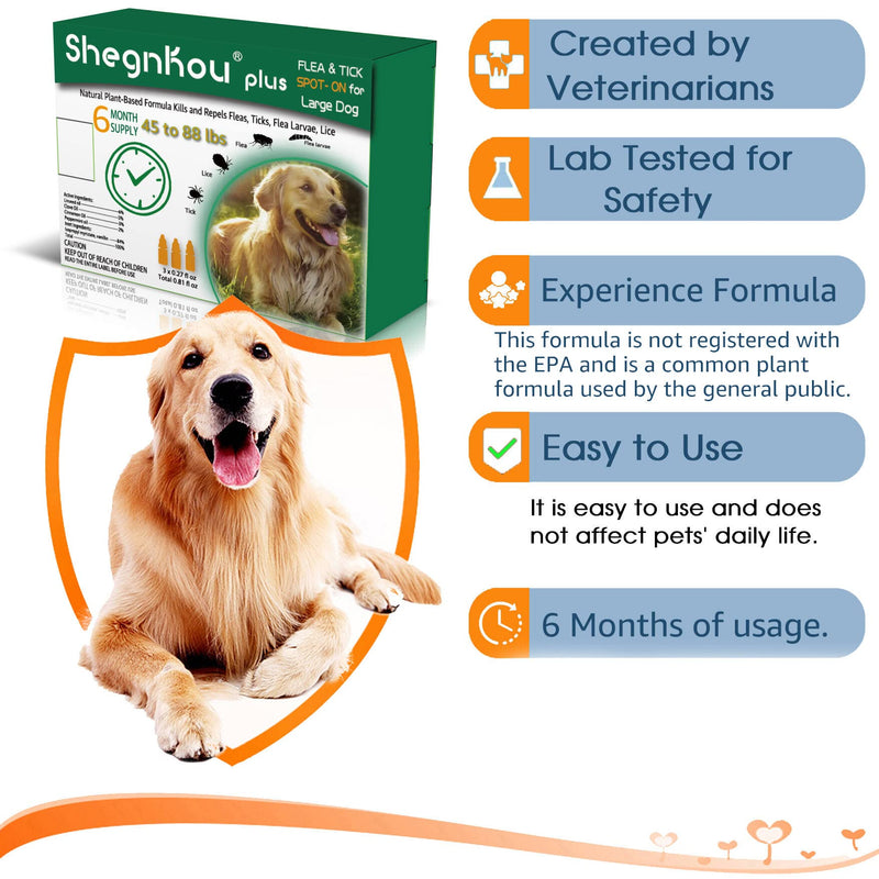 Complete Defense: Dog Flea and Tick Repellent Drops, Effective Pest Control, Natural Formula, includes Free Flea Collar and Comb, for Dogs 44-88 lbs, (6 Month Supply)