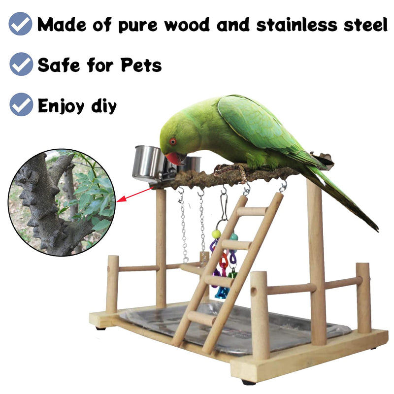 kathson Bird Playground,Parrots Play Gym,Parakeet Play Stand with Prickly Ash Wood Perch,Cockatiel Playstand with Feeder Cups and Exercise Toys,Birds Perch Stand for Budgie Conures Cockatoos Lovebirds Parrots Playground Style-2 - PawsPlanet Australia