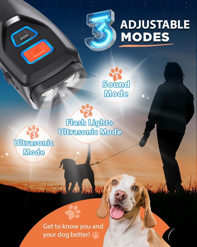 Dog Bark Deterrent Device, Ultrasonic Dog Trainer with 3 Modes, 50ft Range Anti Barking Device, Stops Unwanted Barking & Improves Dog Behavior, Dog WhistleSafe for Indoor Outdoor Use(Black)
