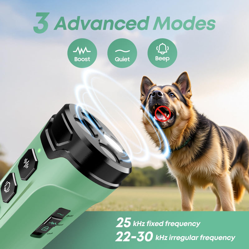 Dog Bark Deterrent Devices - Humane & Effective Training Dog, Stop No More Barking with 3X Ultrasonic Emitters (Light Green)
