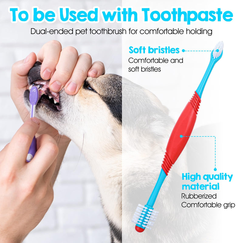 2 PCS Dog Teeth Cleaning Brush, 360 Degree Dog Tooth Brush, Dual Head DogToothbrush, Dogs Cleaning Tooth Brushing Kit, Designed for Pet Dental Care, Keep Pet Teeth Cleaning for Small and Large Dogs - PawsPlanet Australia