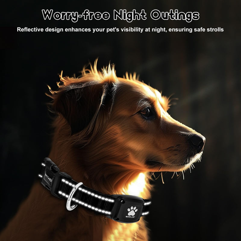 GPS Dog Collar Tracker 2-in-1,Reflective Waterproof Adjustable Pet Collar,iOS-Only,Ideal for Dog Tracking pet Tracker,for Small to Large Dogs,Real-Time Tracking,No Monthly Fees(Black,Large) - PawsPlanet Australia