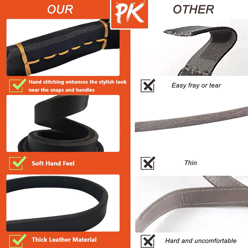 Leather Dog Leash 6ft, Durable Braided Dog Training Leash, Strong Heavy Duty Leather Leashes, Soft and Comfortable Dog Leashes for Medium Small Dogs Walking Training (Black) 6FT*2/5" Black - PawsPlanet Australia