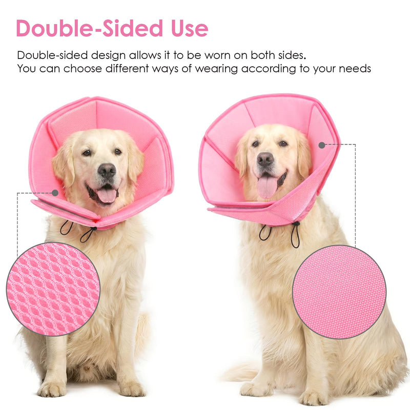 AOFITEE Soft Dog Cone Collar Anti-Licking, Dog Cone Alternative After Surgery, Elizabethan Cones for Large Dogs Post-Surgery, Neuter Recovery Pet Dogs E-Collar(Pink,X-Large) X-Large Pink
