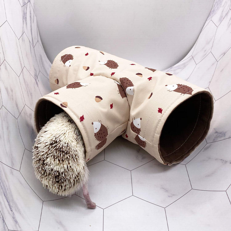 3-Way Small Animal Tunnel Collapsible Pet Play Toy Tunnel Tube for Dwarf Rabbit Hamster Guinea Pig Toys Chinchilla Sugar Glider Hedgehog Hideout Cave Beige - PawsPlanet Australia