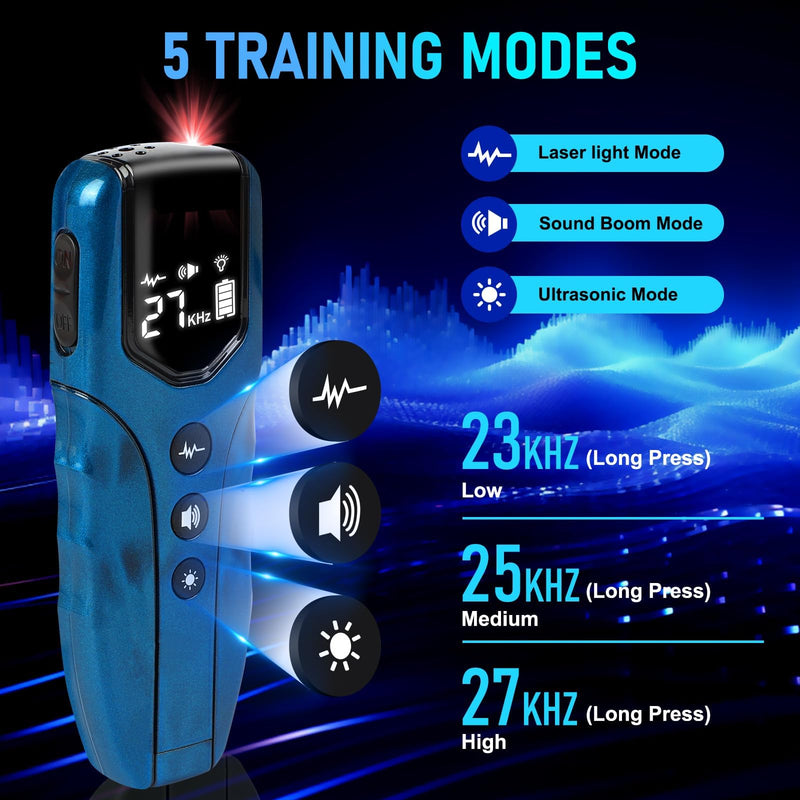 Dog Bark Deterrent Device, Anti Barking Device for Dogs 35ft Long Range, Ultrasonic Dog Training Device to Stop Barking Neighbors Dog, 5 Modes| Safe & Effective for Small, Medium & Large Dogs,Blue Blue - PawsPlanet Australia