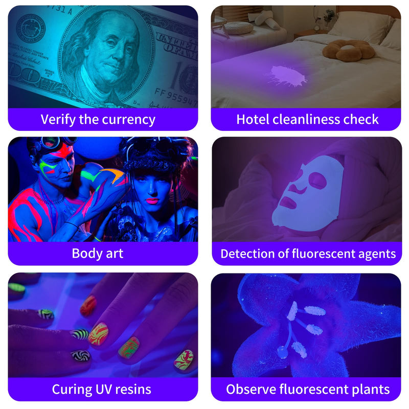 UV Flashlight Black Light UV Lights, 5 Pack 9 LED 395nm Ultraviolet Blacklight, Handheld Mini Torch Light Pet Urine Detector for Dog/Cat Urine, Dry Stains, Bed Bug(15x AAA Batteries(Black)) - PawsPlanet Australia