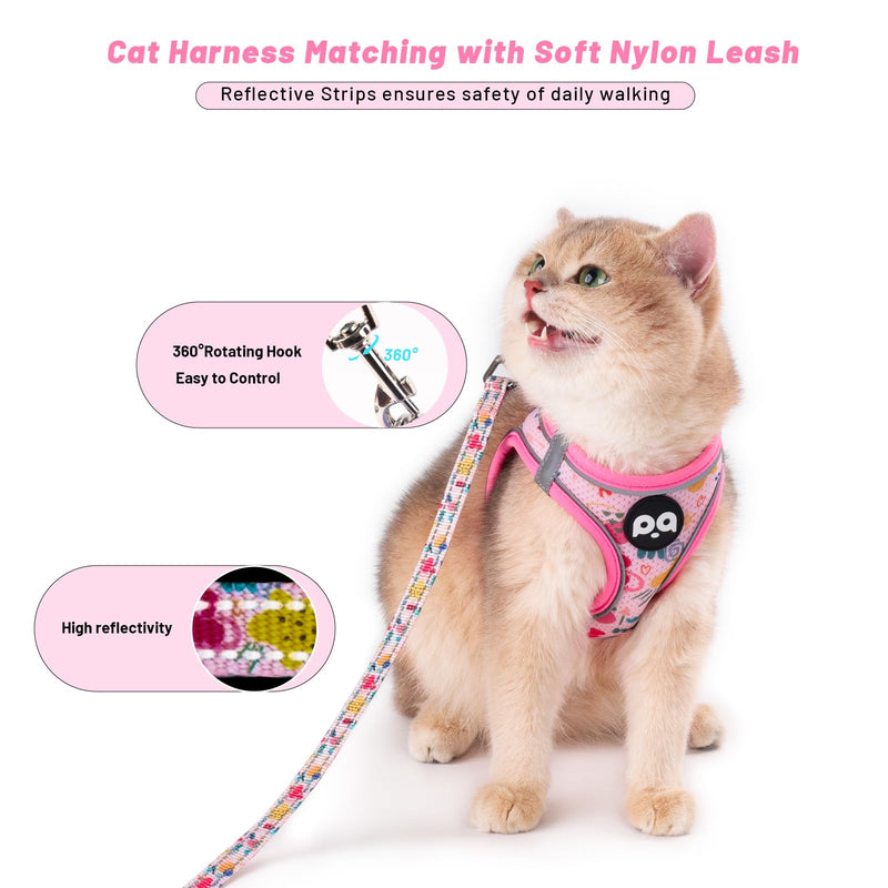 QQPETS Cat Harness and Leash Set for Walking Escape Proof, Safe Adjustable Kitten Vest with Reflective Strips, Easy Control Soft Mesh Lightweight Jacket (Stars Pink, XS(Chest 12.6”-14.1”)) XS(Chest 12.6”-14.1”) Stars Pink - PawsPlanet Australia