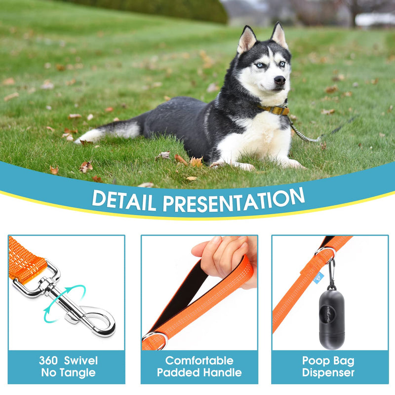 BAAPET Two Handle Dog Leash, Dual Soft Padded Handles with Traffic Control Handle Leash for Small Medium or Large Dogs (3/4'' x 5 FT, Orange) 2 Handle (3/4'' x 5 FT) - PawsPlanet Australia