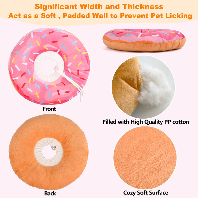 Cat Cone Collar Soft, Comfortable Cat Donut Collar After Surgery, Adjustable Elizabethan Recovery Collars & Cones to Stop Licking, Lightweight Neck Collar Soft Cone for Cats Kitten (Pink, Small) Pink S