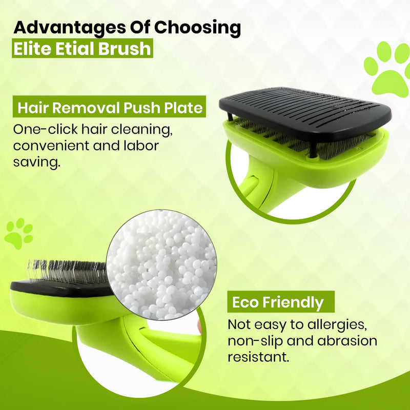 ELITE ETAIL Self Cleaning Pet Hair Brush with Additional Comb and Bath Brush - Skin Friendly Pet Grooming Kit for Dogs and Cats, Detangling, Deshedding, and Bathing Tools for All Fur Types. 7 in long - PawsPlanet Australia