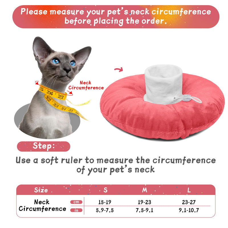 Cat Recovery Collar, Neck Cone Kitten Cone Collar Soft to Stop Licking after Surgery Cat Doughnut CollarAnti-Licking(Pink, M) Pink